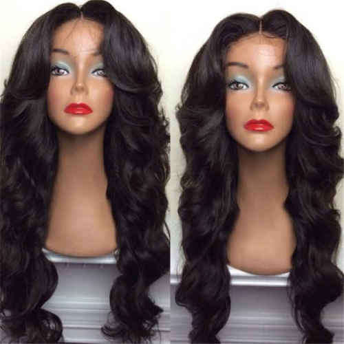 Long Middle Part Shaggy Big Wavy Synthetic Wig - Natural Black