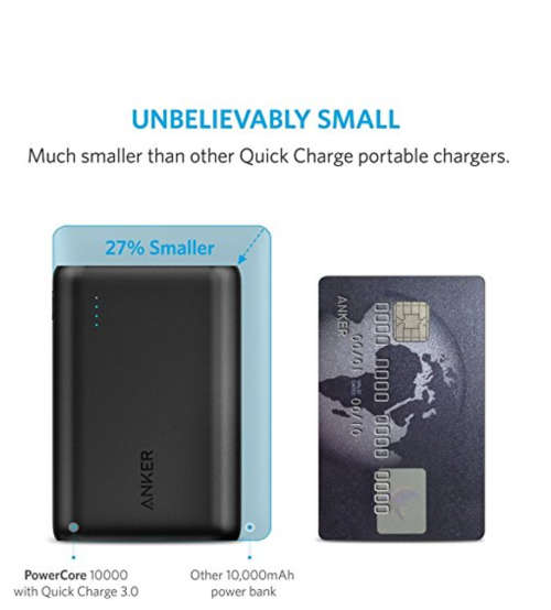 Anker PowerCore 10000 Power Bank (with Qualcomm Quick Charge 3.0)
