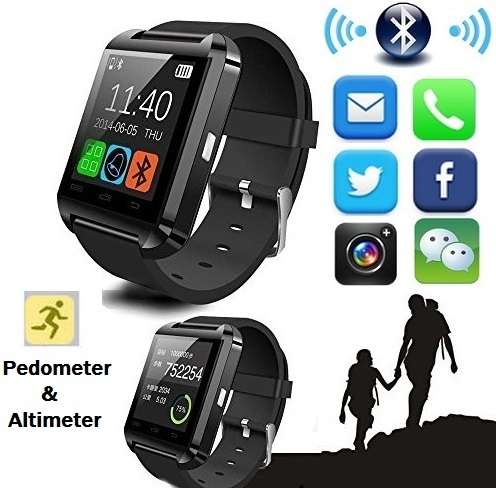 Bluetooth Smart Health Watch. Can pair and control Android & IOS phones. In Black or White colors.
