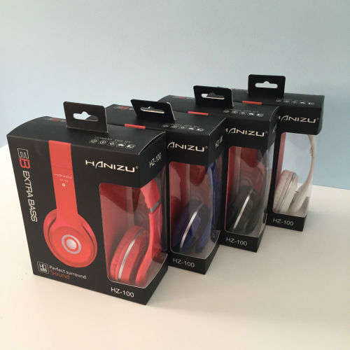 New Extra Bass Headphones. HD voice. Available in Black, Blue, Red and White.