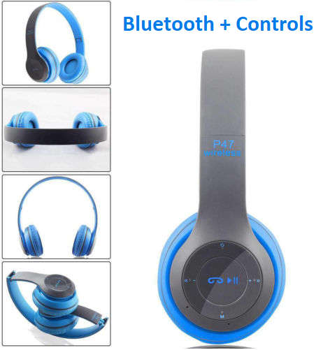 Wireless Bluetooth Bass Headphones with controls, Microphone, FM Radio, TF Card slot Assorted colors