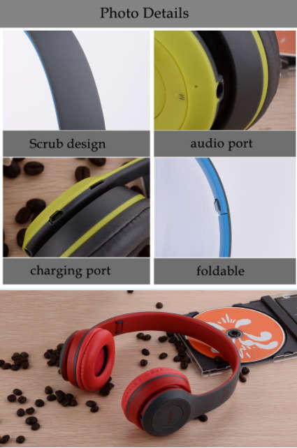 Wireless Bluetooth Bass Headphones with controls, Microphone, FM Radio, TF Card slot Assorted colors