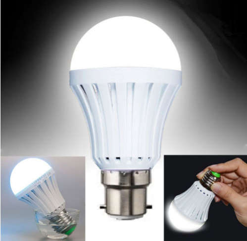 Intelligent LED Emergency Light Bulb. Built in battery to stay lit during power cuts. Pin Type