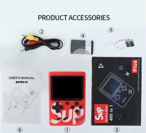 400 in1 SUP Gaming Console. 3.0" TFT Color Display. With Onboard Games. Assorted colors