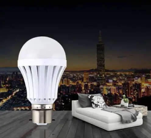Intelligent LED Emergency Light Bulb. Built in battery to stay lit during power cuts. Pin Type
