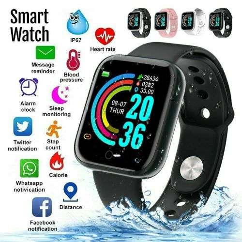 1.4" Smart Bluetooth Watch. Heart Rate Monitor. IP67 Waterproof. Color Screen.