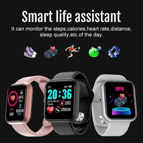 1.4" Smart Bluetooth Watch. Heart Rate Monitor. IP67 Waterproof. Color Screen.