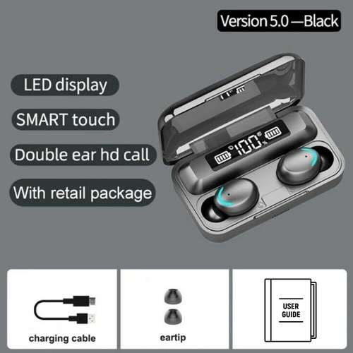 F9-5 True Wireless Earbuds With Power Bank. For Android, iOS, Windows & Mac OS. Bluetooth 5.0