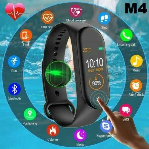 M4 Intelligent Health Watch. Heart Rate Monitor. Available in Black or Blue color