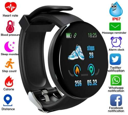 New 2022* Smart Watch. Heart Rate Monitor.  Blood Pressure. Fitness Bracelet. Black and Blue color.