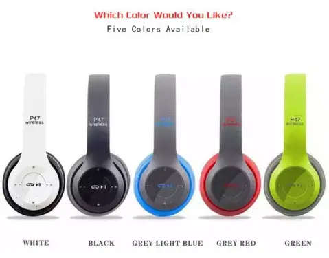 Wireless Bluetooth Bass Headphones with MP3 player, Microphone. TF Card slot Assorted colors