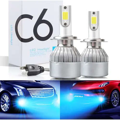 6000k LED Headlight bulbs. H4 Hi/Low Beam. 12v Super Bright lighting kit. .