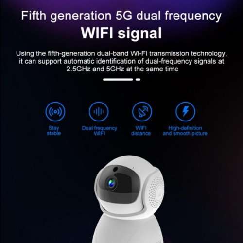 Wireless IP Camera 1080p 5G WiFi Camera 360 Degree Home Camera with App. White color
