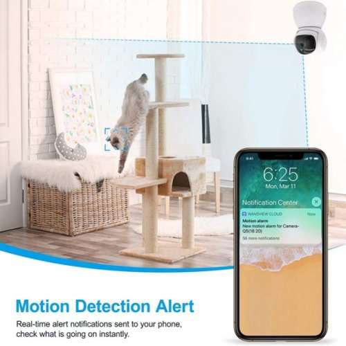 Wireless IP Camera 1080p 5G WiFi Camera 360 Degree Home Camera with App. White color