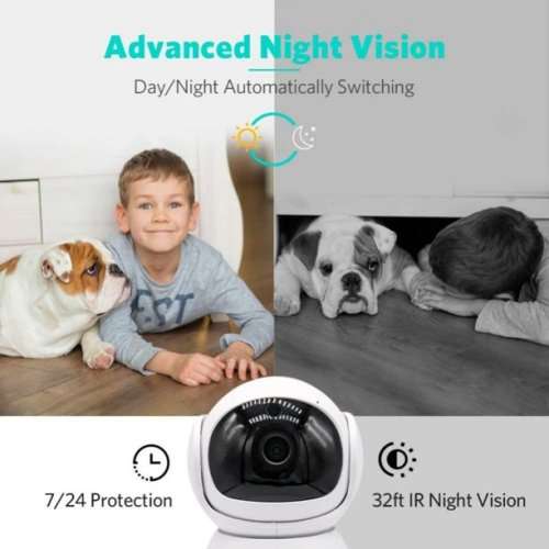 Wireless IP Camera 1080p 5G WiFi Camera 360 Degree Home Camera with App. White color