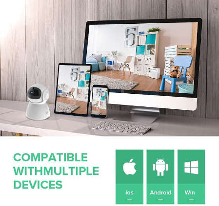 Wireless IP Camera 1080p 5G WiFi Camera 360 Degree Home Camera with App. White color
