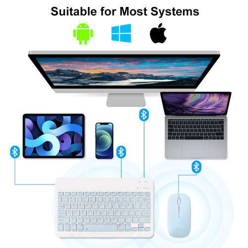 Ultra Thin Rechargeable Bluetooth Keyboard & Mouse Set. For Tablet, Phone and PC