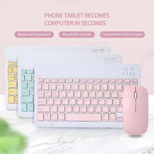 Ultra Thin Rechargeable Bluetooth Keyboard & Mouse Set. For Tablet, Phone and PC