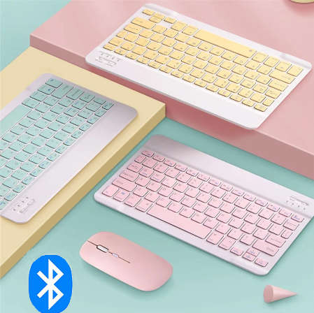 Ultra Thin Rechargeable Bluetooth Keyboard & Mouse Set. For Tablet, Phone and PC