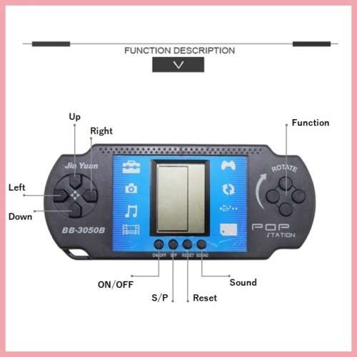 POP Station Classic Brick Game Console. With Onboard Games. Available in Black color
