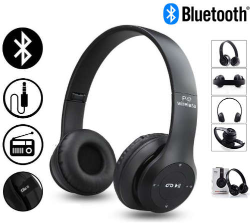 Wireless Bluetooth Bass Headphones with MP3 player, Microphone. TF Card slot Assorted colors