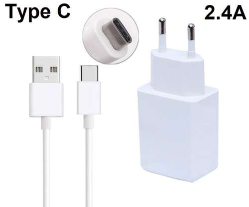USB Type-C Quick Charger Kit. 2.4A, AC wall charger. 1m type-c cable.