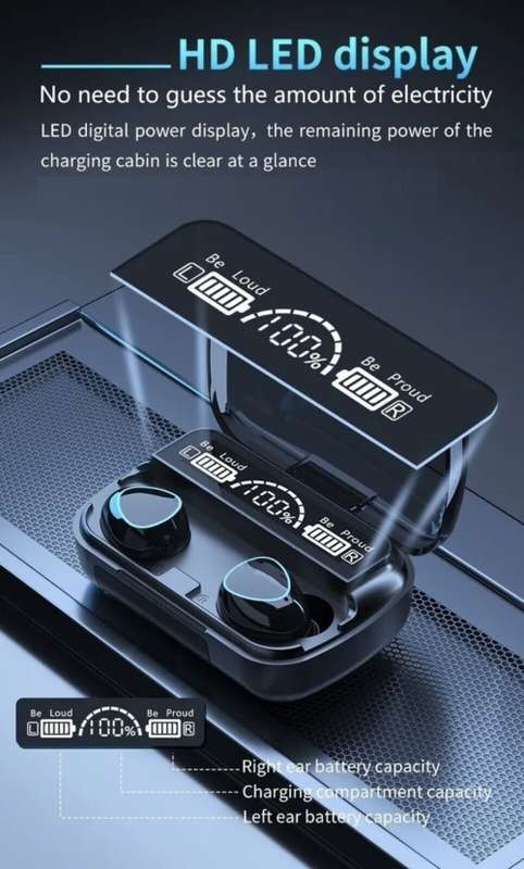 Premium M10 Wireless Earbuds With Power Bank. Compatible With Android, iOS, Windows & Mac OS. BT 5.1