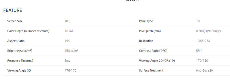 19` LG Flatron E1951 LED Widescreen Display, VGA, 1366x768 Resolution