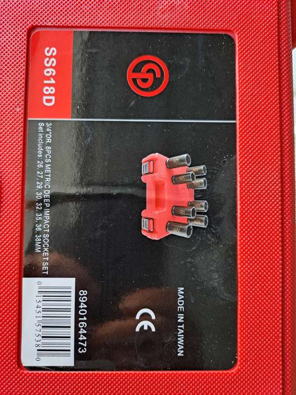 Sockets impact 78 mm deep 3/4` drive in carry case Chicago Pneumatic SS618D