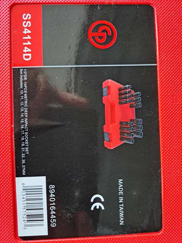 Sockets impact 76 mm deep 1/2` drive in carry case Chicago Pneumatic SS4114D