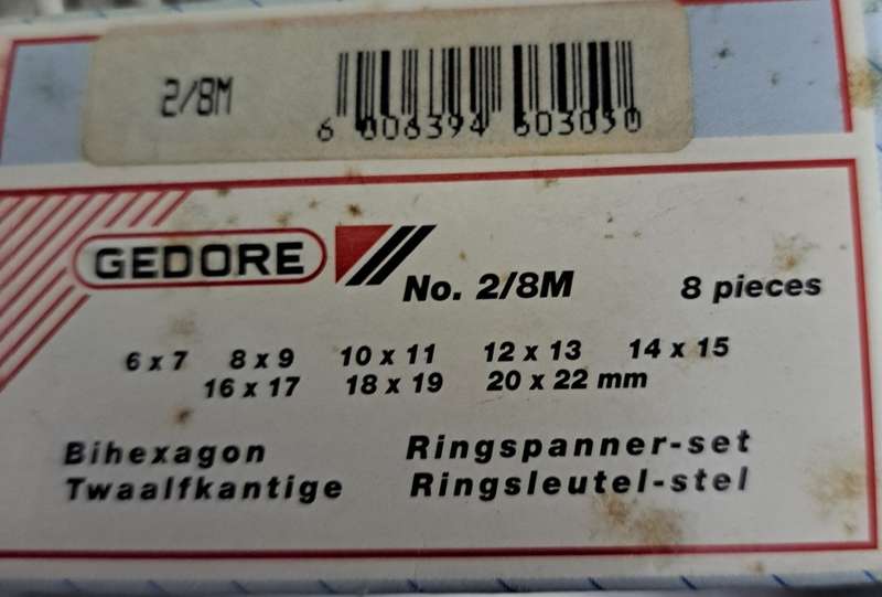 Spanner double ended Gedore No. 2 /8M - 6 - 22 mm. 8 piece