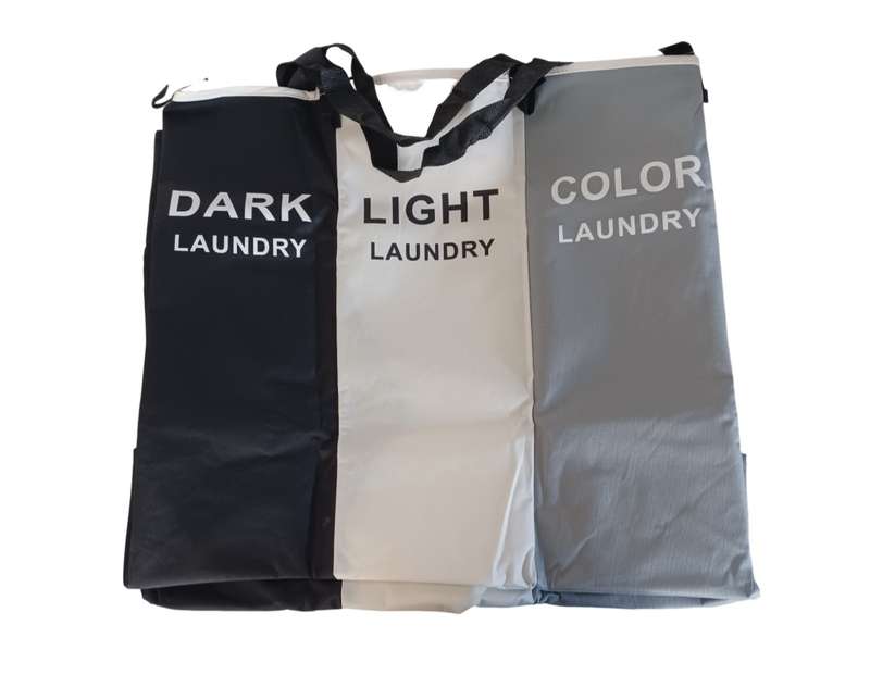 3 Compartment Laundry Hamper Collapsible Aluminium Basket