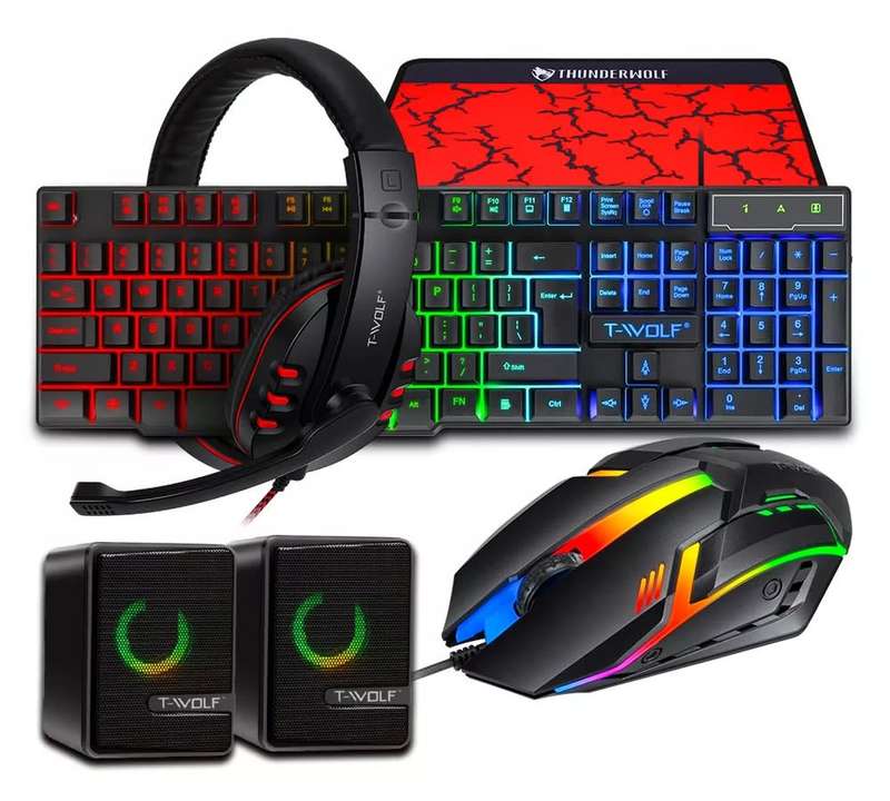 T-WOLF TF-850 GAMING COMBO KIT 5 IN 1 HEADSET, MOUSE, SPEAKER, KEYBOARD AND MOUSEPAD - UNBOXED DEAL