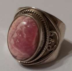 PINK RHODOCHROSITE STERLING SILVER RING