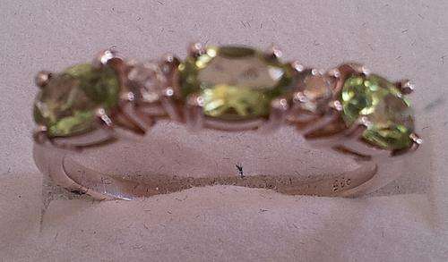 PERIDOT AND WHITE TOPAZ STERLING SILVER RING