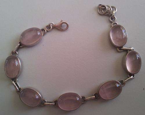 BEAUTIFUL ROSE QUARTZ STERLING SILVER BRACELET