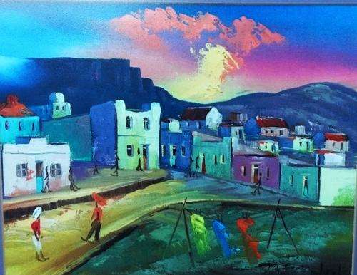 BEAUTIFUL, 4/25 - FRAMED 40x35cm ** Titled "MALAY Q" SA artist E Diedericks @ R1 start!