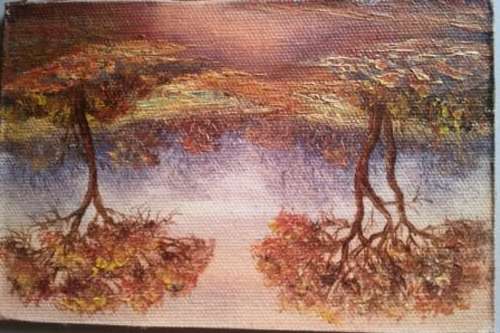 SOUTH AFRICAN BUSHVELD SCENE - LOUISE REPSOLD original oil
