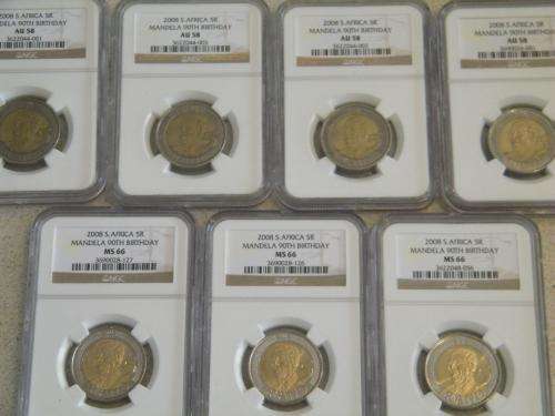 7 x 2008 Nelson Mandela "90th Birthday" R5 graded by NGC