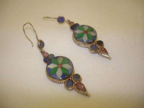 Silver and Multi Stone Earrings