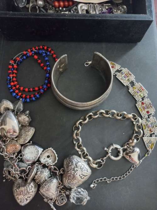 Large lot of Costume jewelery in Trinket box