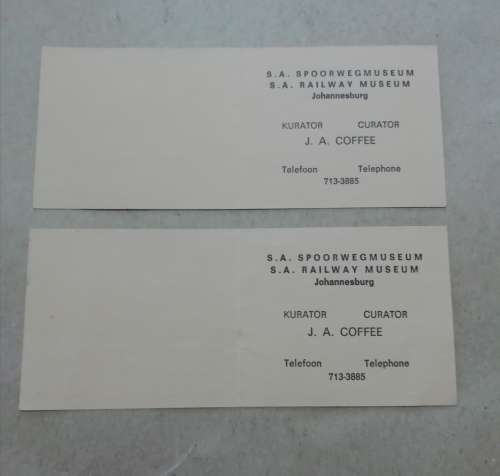 2 x SA Railway museum tickets - see pictures