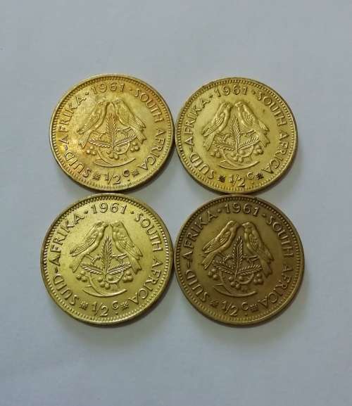 1961 RSA 1/2 cent x 4. (Bid per coin x 4)