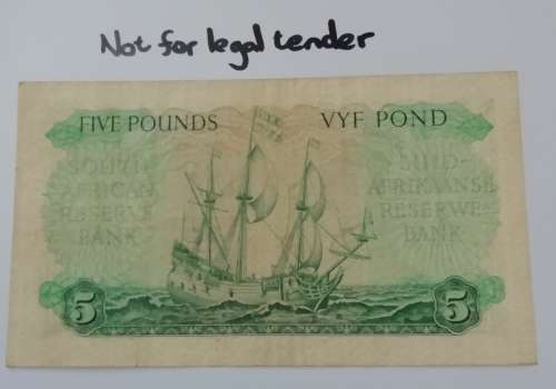 1959 SA 5 Pound bank note