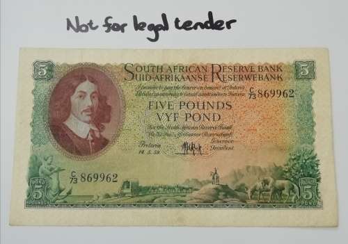 1959 SA 5 Pound bank note