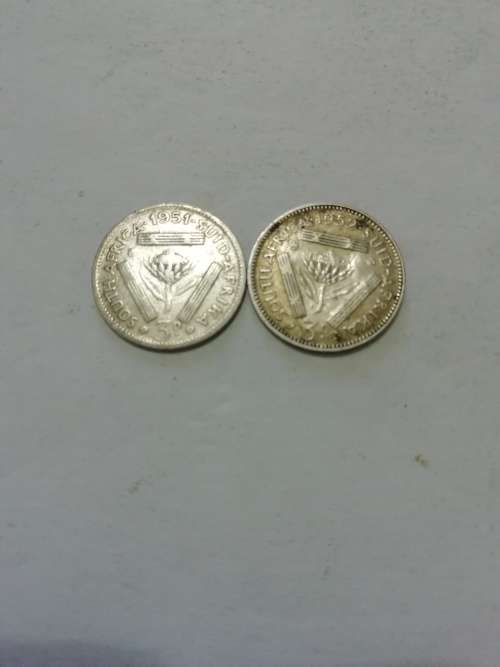 Silver SA Union Tickeys. (bid per coin to take both)