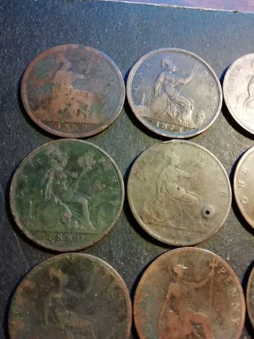Great britain penny collection.(dates between 1862 - 1939)