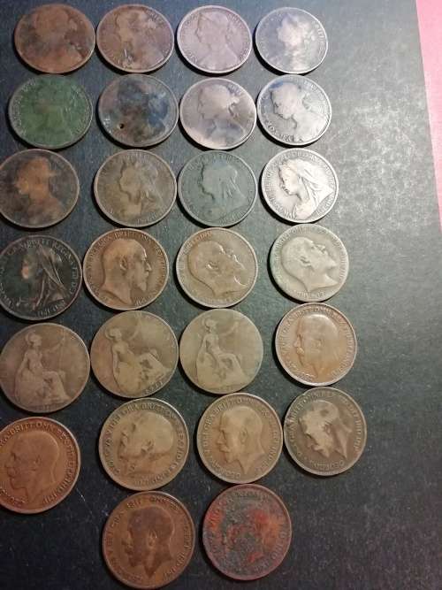 Great britain penny collection.(dates between 1862 - 1939)