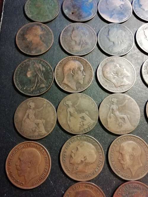 Great britain penny collection.(dates between 1862 - 1939)