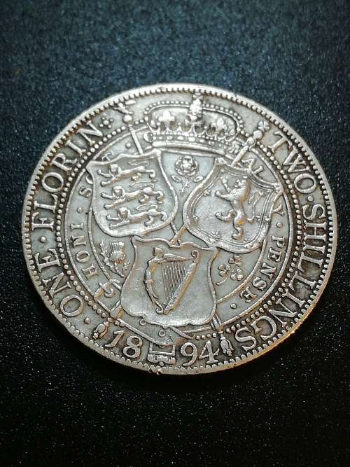 1894 Great Britain Florin. Sterling silver